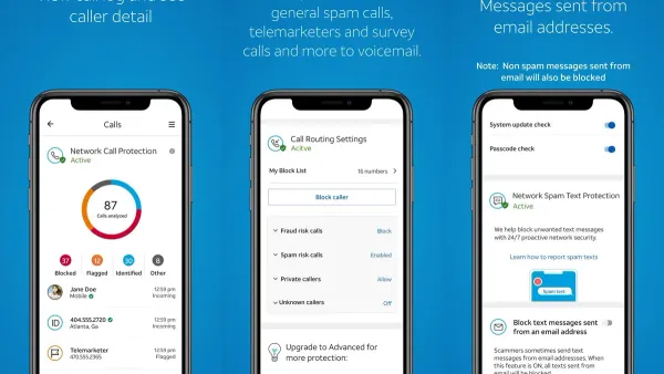 Person blocking spam calls on AT&T device using phone settings