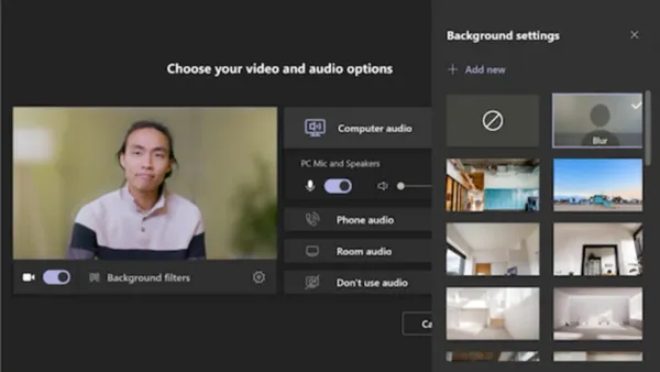 User blurring background in Microsoft Teams on Mac during video call