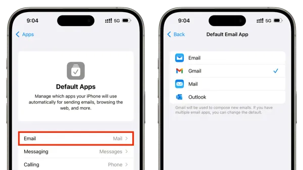 How to change default email app in Mail app on laptop and smartphone screens