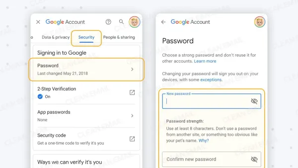 Person changing Gmail password on smartphone across devices