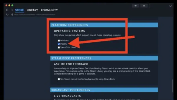 User checking how to check Mac compatible games in Steam on Mac on a MacBook