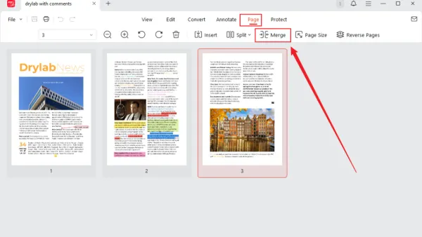User combining PDFs in Preview on a Mac laptop screen