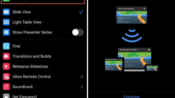 Using iPhone to control Keynote presentation slides remotely