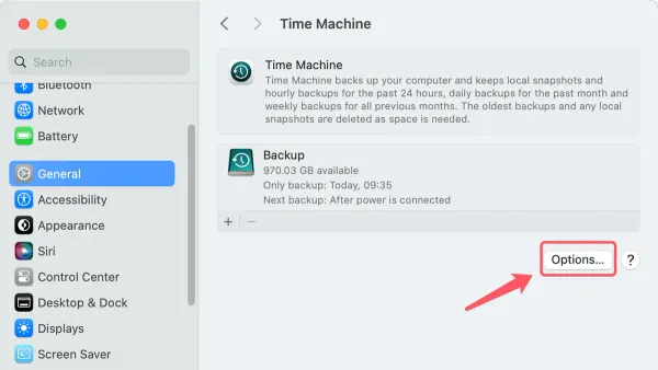 Deleting old backups in Time Machine on a MacBook with external backup disk