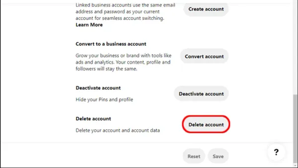 How to delete Pinterest account permanently shown on smartphone screen