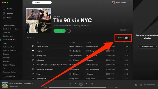 How to download songs offline in Spotify on Mac shown on MacBook screen