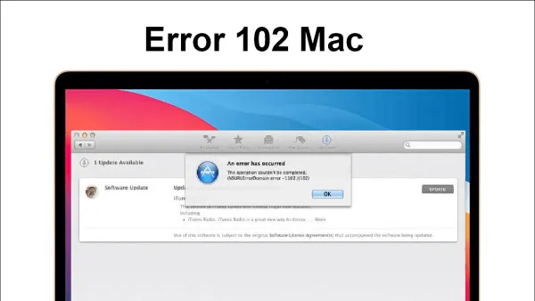 Fixing error 102 on install on Mac shown on laptop screen during troubleshooting