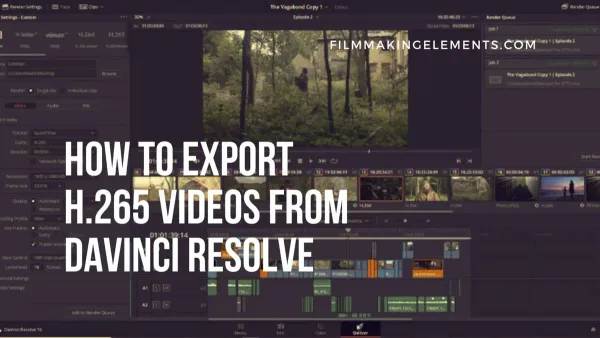 How to export H.265 videos in DaVinci Resolve on Mac screen showing export settings