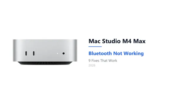 Person fixing Mac Studio M4 Max Bluetooth problems with laptop and wireless devices