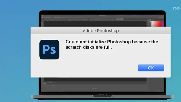 Mac screen displaying how to fix Photoshop scratch disk full on Mac warning message