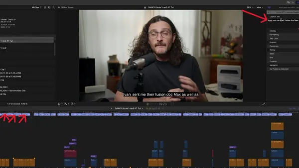 Video editor generating auto captions in Final Cut Pro on a Mac computer