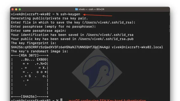 Mac Terminal displaying how to generate SSH key in Mac Terminal