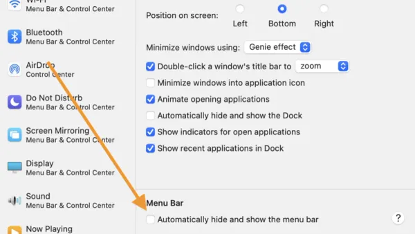 MacBook screen with the menu bar hidden demonstrating how to hide the menu bar on Mac