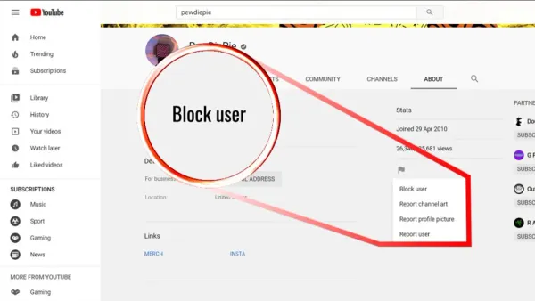User blocking someone on YouTube using laptop and smartphone