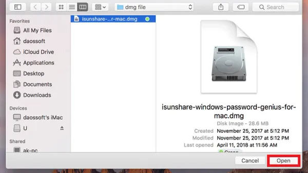 MacBook displaying an open.dmg file on Mac desktop