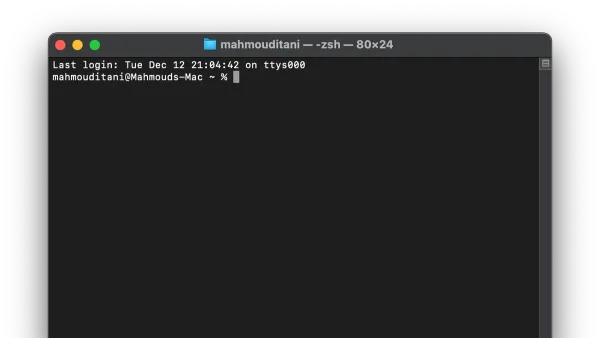 Person using Mac Terminal on MacBook to run commands and manage system