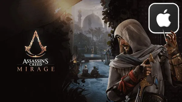 iMac M4 running Assassin's Creed Mirage game showing gameplay on screen