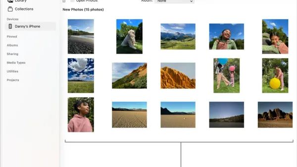Import photos from a camera in Photos app on a Mac laptop