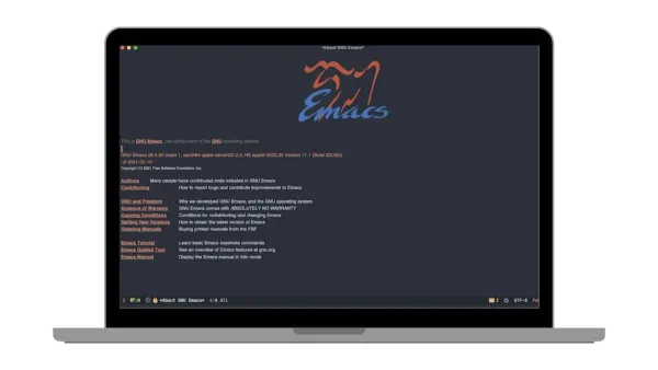 MacBook displaying Emacs on Mac with terminal for how to install Emacs on Mac