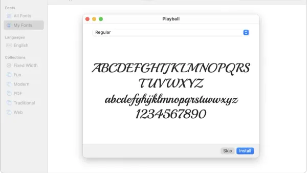Person installing a font in Font Book on a Mac screen