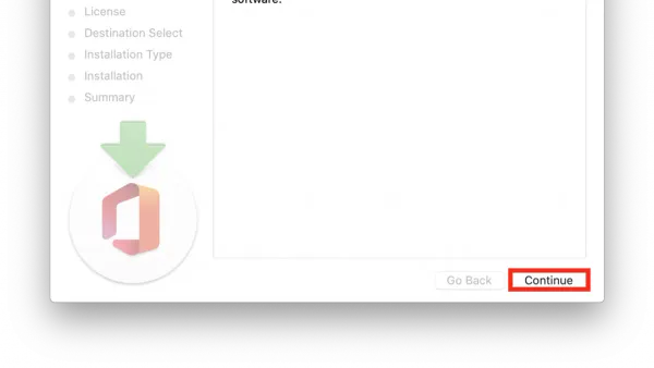 Person installing Microsoft Office on MacBook showing installation process on screen