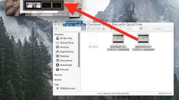 How to join two videos in QuickTime Player on a MacBook screen