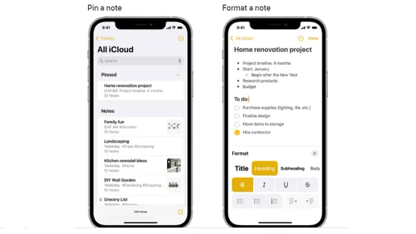How to link one note to another in Notes app on laptop and smartphone screens