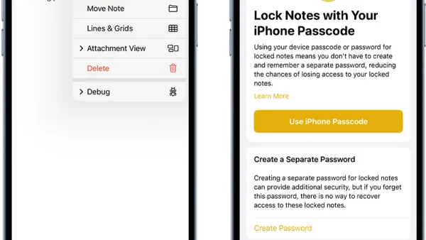 How to lock a note with password in Notes app on a smartphone screen