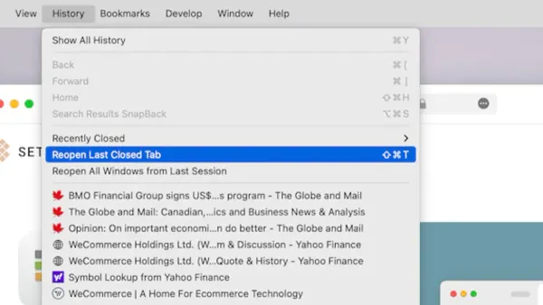 Mac keyboard shortcut to reopen last closed app window displayed on screen