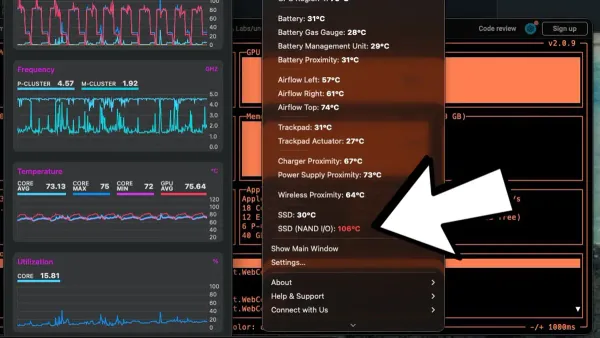 MacBook Air M5 laptop showing heat management during use