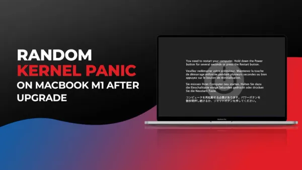 Person troubleshooting MacBook Pro M1 Pro kernel panic issue with black screen