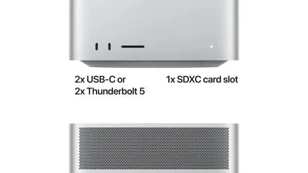 Mac Studio M4 Max storage full notification on screen with user managing files