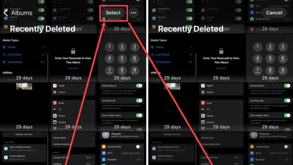 User permanently deleting photos from Recently Deleted in Photos app on iPhone