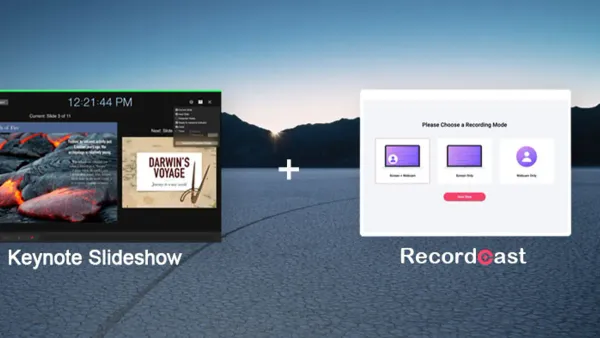 How to record a presentation in Keynote shown on a MacBook screen with recording controls