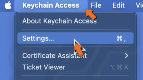 How to reset the login keychain in Keychain Access on a MacBook screen