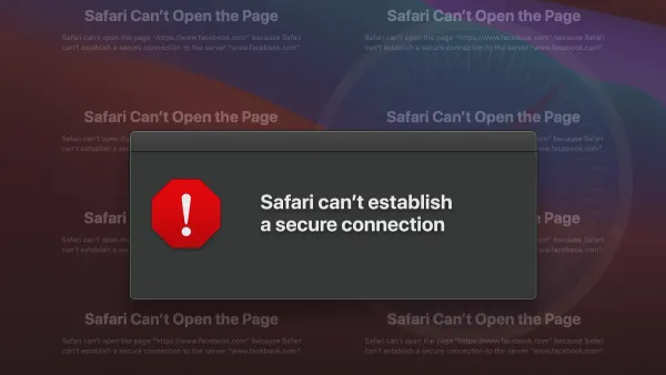 MacBook screen displaying Safari can't establish a secure connection on Mac fix message