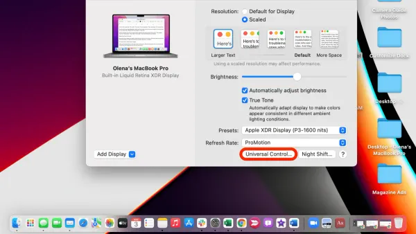 User setting up Universal Control on Mac with Mac and iPad side by side