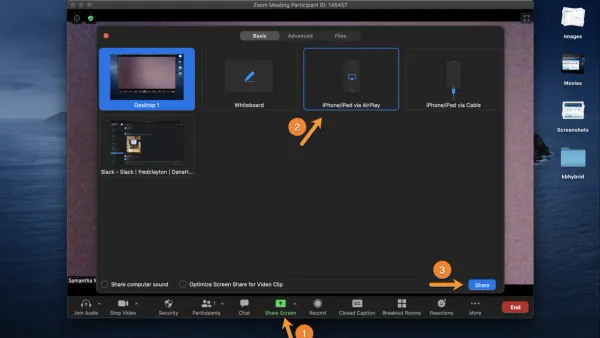 How to share iPad screen in Zoom on Mac with MacBook and iPad connected