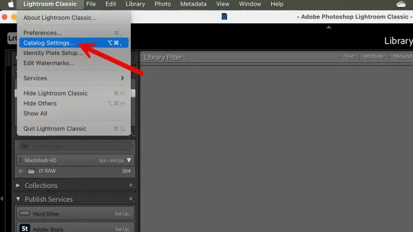 MacBook screen showing Lightroom Classic importing photos quickly on Mac