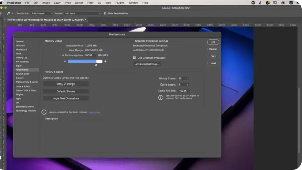 Mac user speeding up Photoshop performance on Mac with optimized settings