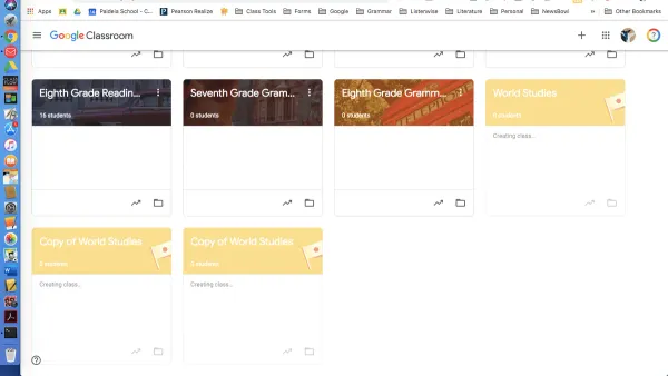 Teacher assisting students during switching from Google Classroom to Blackboard