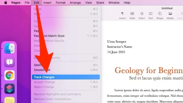 How to track changes in Pages on a laptop during team collaboration