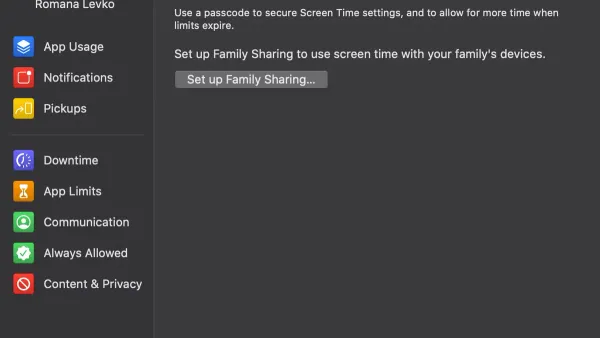 Screen showing how to turn off Screen Time in Screen Time on Mac