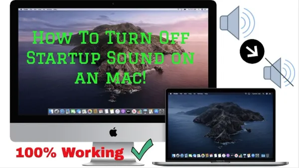 How to turn off startup chime on Mac shown on screen with Mac laptop in quiet room