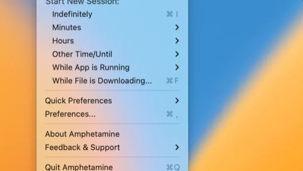 Using Amphetamine to keep Mac awake with active session on screen
