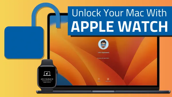 Person using Apple Watch to unlock Mac computer securely