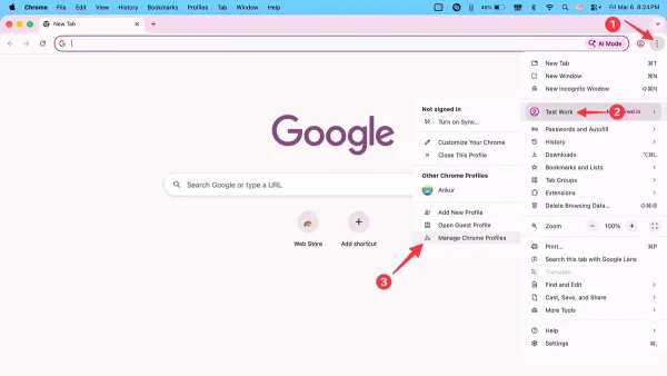 How to use Chrome profiles in Google Chrome on Mac with multiple profiles visible