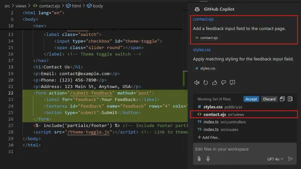 Developer using GitHub Copilot in VS Code on Mac to write code efficiently