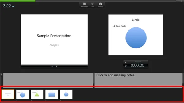 Person using Presenter View in PowerPoint on Mac with notes visible on laptop screen