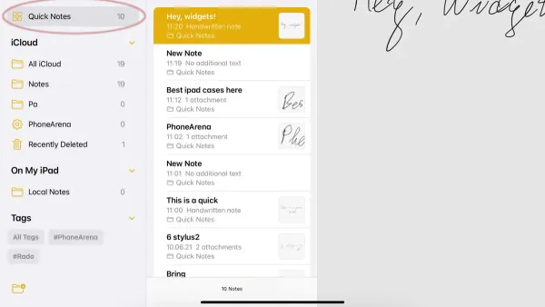Person using Quick Note in Notes app on iPhone to capture ideas quickly